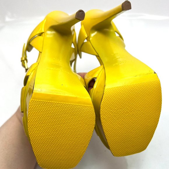 Saint Laurent Bright Yellow Platform Sandals - Picture 8 of 9